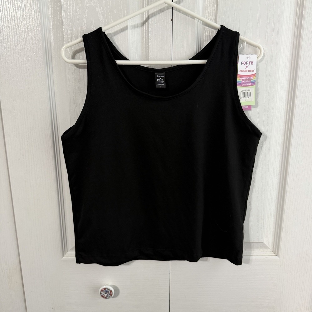 Pop Fit x Cheek Boss Black Tank Women's‎ Size Large NEW Travel Comfy Boho